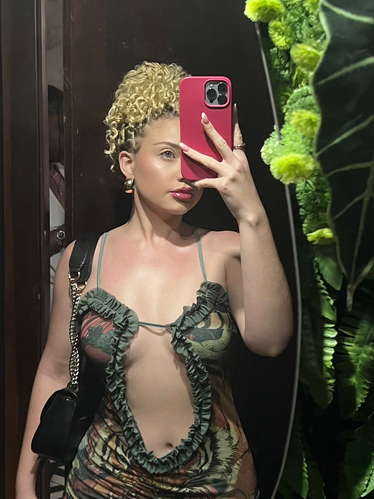 Woman with curly blonde hair